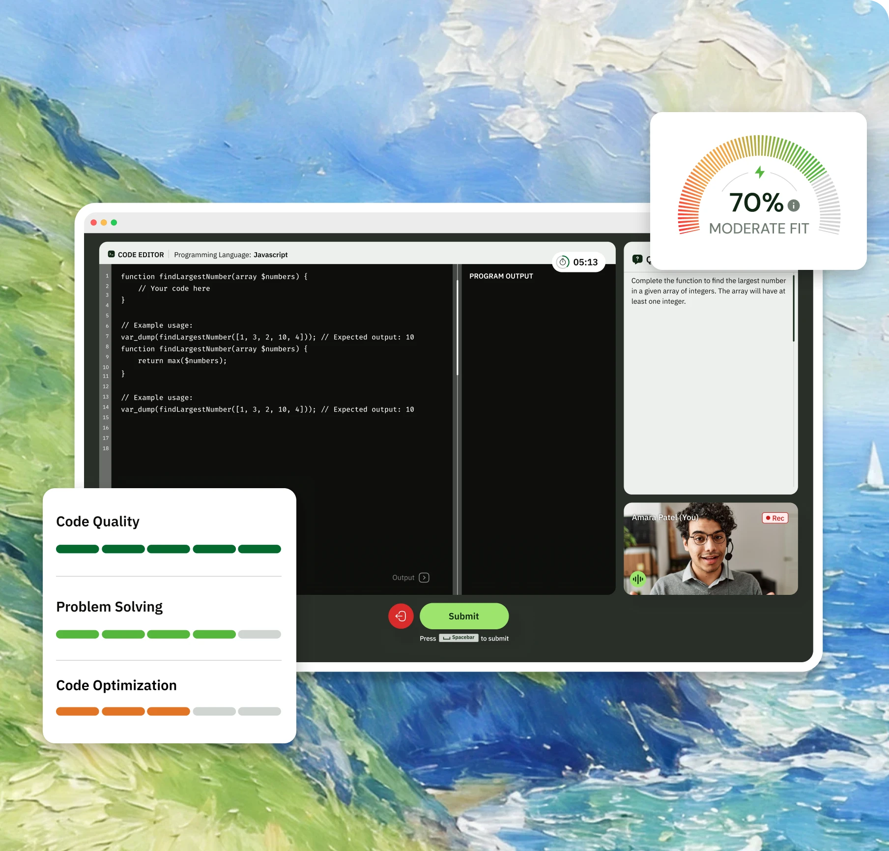 AI Coding Interviewer with live IDE and scored interview report