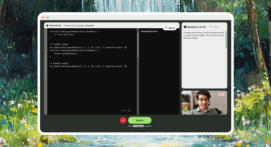 Candidates code in a real IDE.