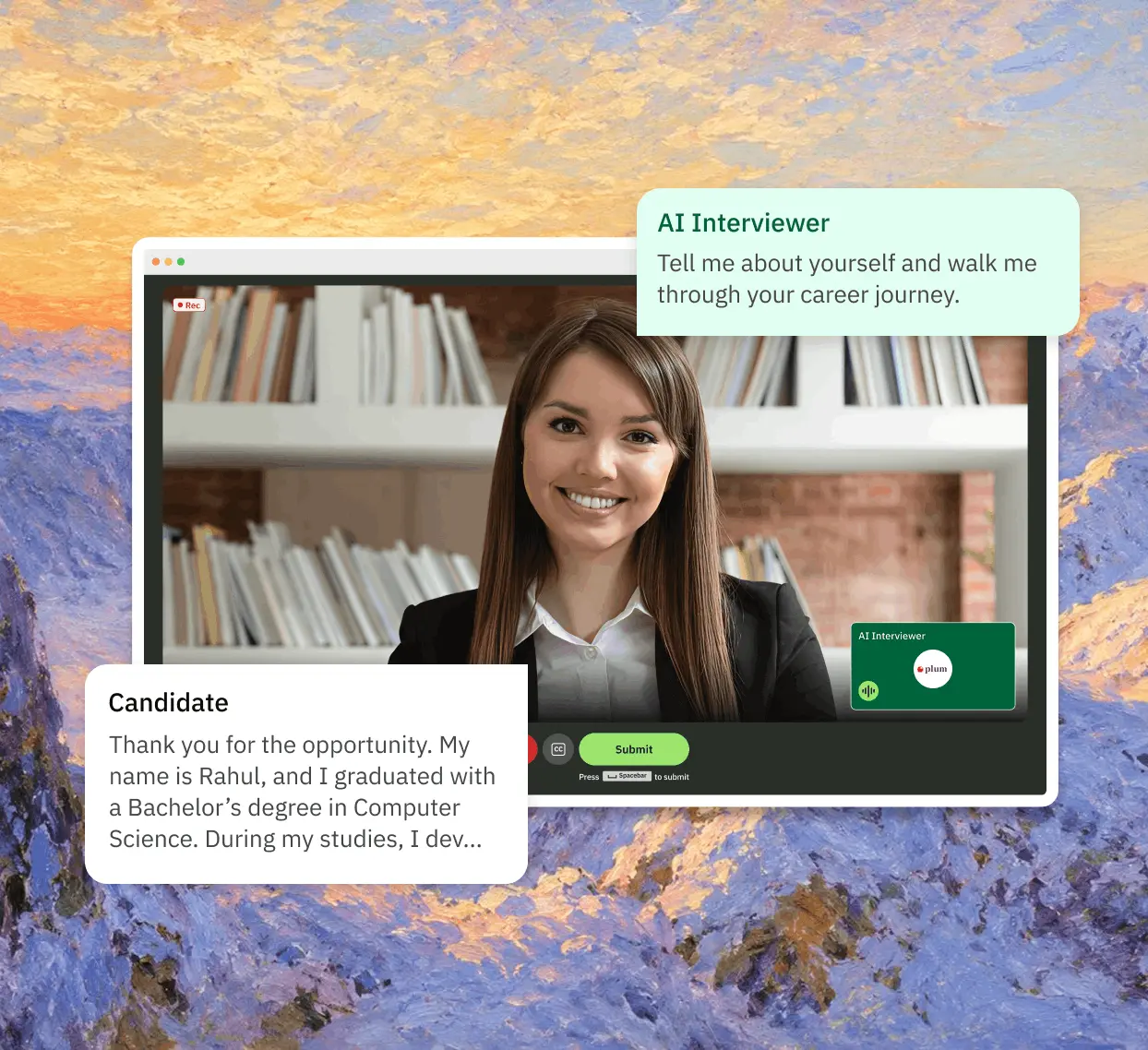 Live Conversational AI coding interview UI