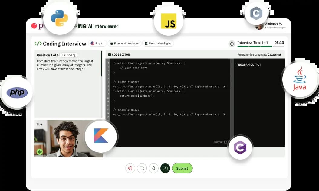 Illustration showing coding interview interface