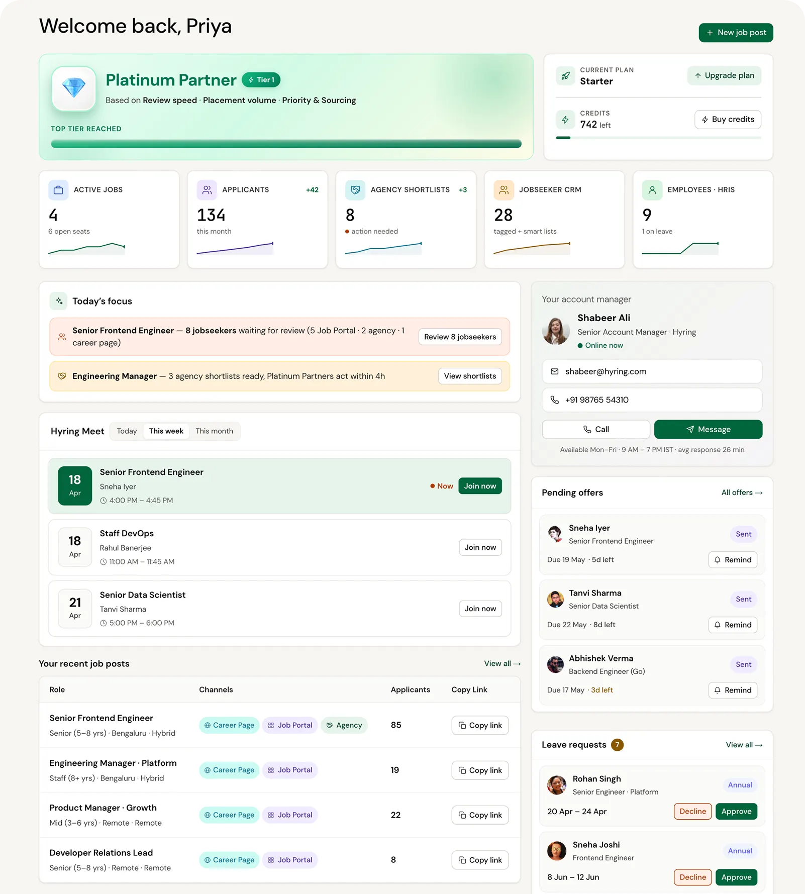 Hyring employer portal with AI interview scoring and candidate fit report
