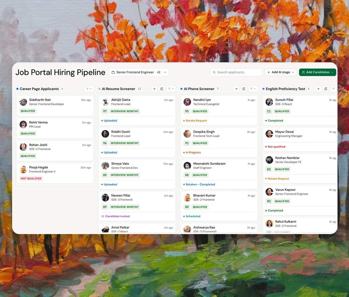 Hyring employer portal with AI screening, interview scoring and candidate reports