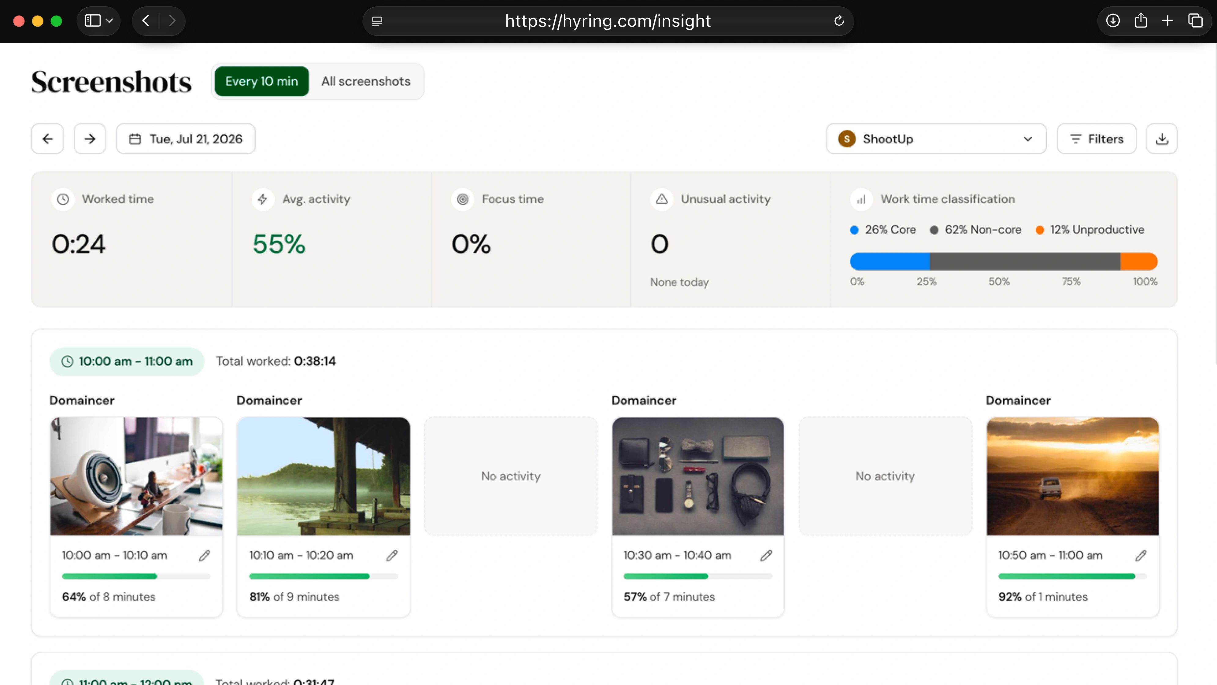 Screenshots with controls